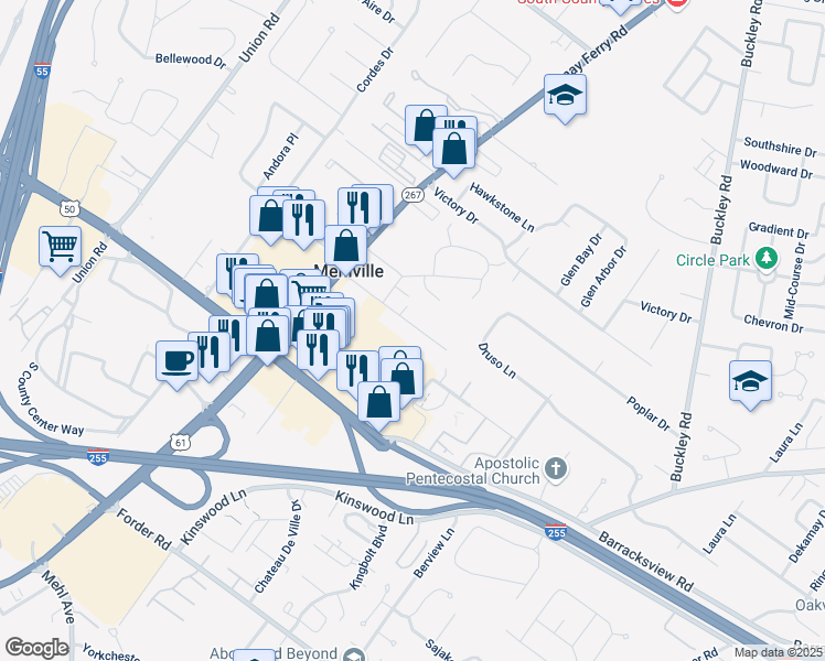 map of restaurants, bars, coffee shops, grocery stores, and more near 3460 Evergreen Lane in St. Louis