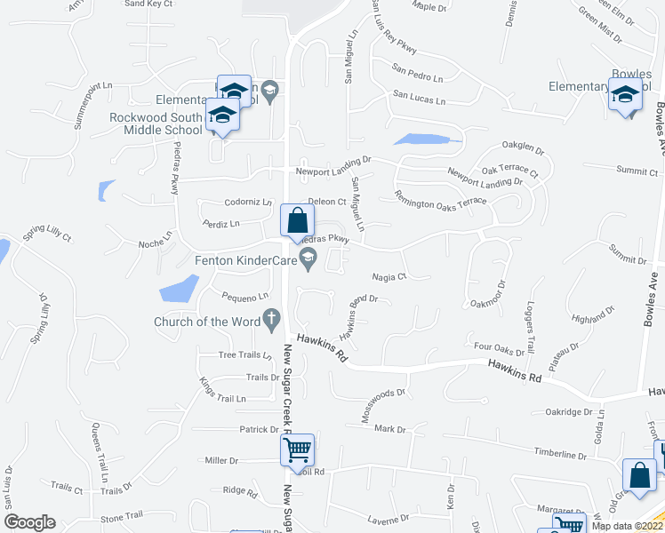 map of restaurants, bars, coffee shops, grocery stores, and more near 1129 Nido Lane in Fenton