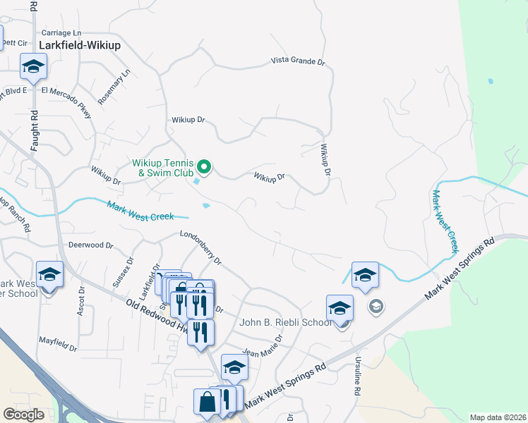 map of restaurants, bars, coffee shops, grocery stores, and more near 679 Greenview Drive in Santa Rosa