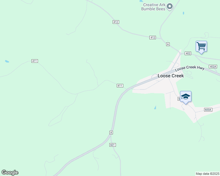 map of restaurants, bars, coffee shops, grocery stores, and more near 36 County Route 411 in Loose Creek