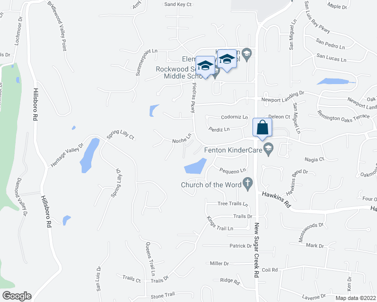 map of restaurants, bars, coffee shops, grocery stores, and more near 1424 Vadera Court in Fenton