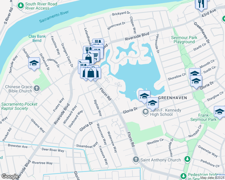 map of restaurants, bars, coffee shops, grocery stores, and more near 455 Florin Road in Sacramento