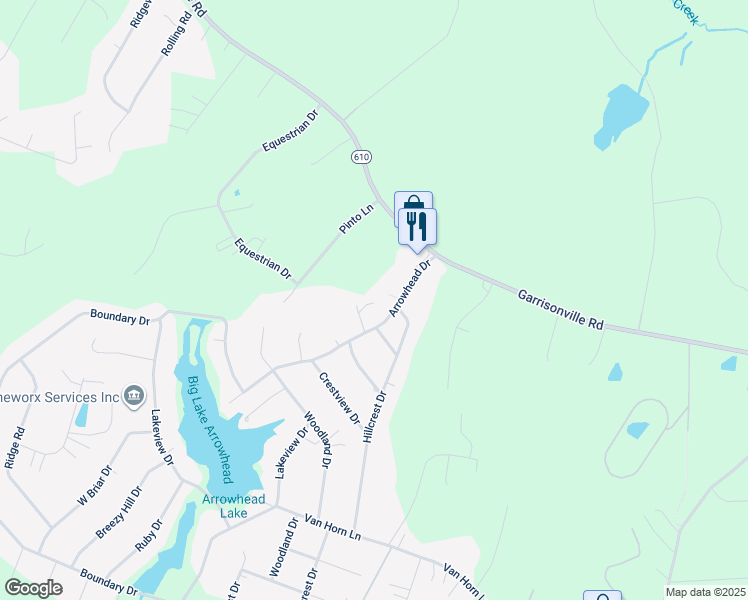 map of restaurants, bars, coffee shops, grocery stores, and more near 4 Pine Tree Lane in Stafford