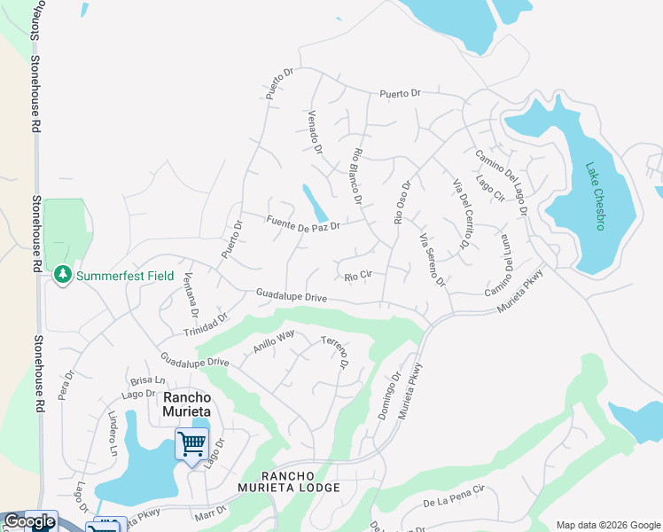 map of restaurants, bars, coffee shops, grocery stores, and more near 15056 Rio Circle in Rancho Murieta