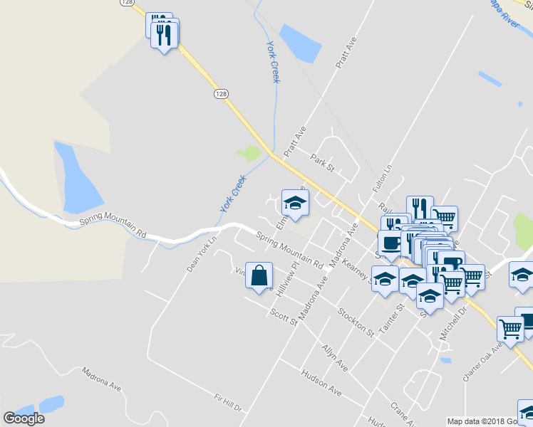 map of restaurants, bars, coffee shops, grocery stores, and more near 1840 Quail Court in Saint Helena