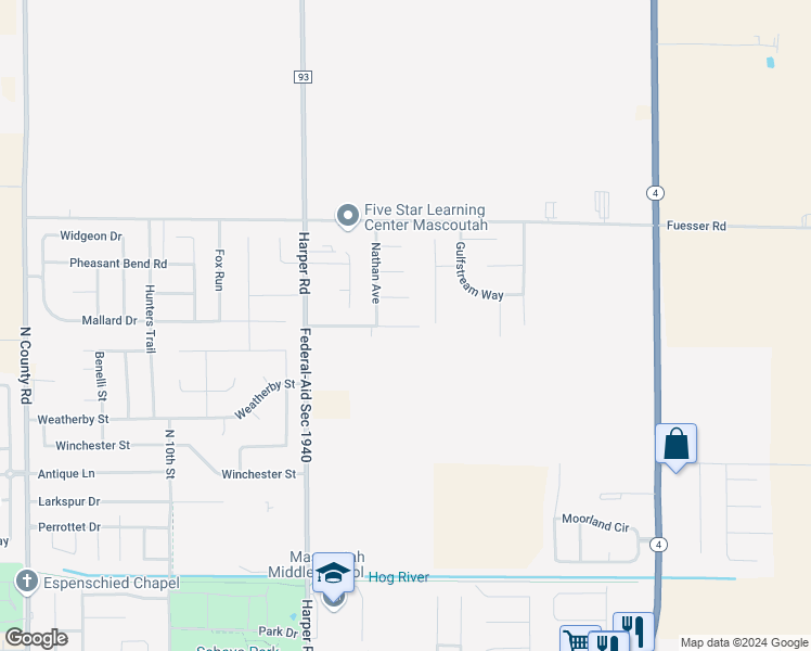 map of restaurants, bars, coffee shops, grocery stores, and more near 1870 Nathan Avenue in Mascoutah