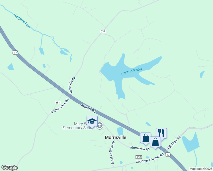 map of restaurants, bars, coffee shops, grocery stores, and more near 12709 Lake Coventry Drive in Bealeton