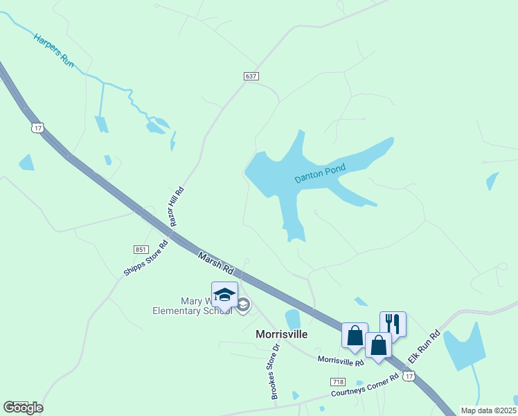 map of restaurants, bars, coffee shops, grocery stores, and more near 12709 Lake Coventry Drive in Bealeton
