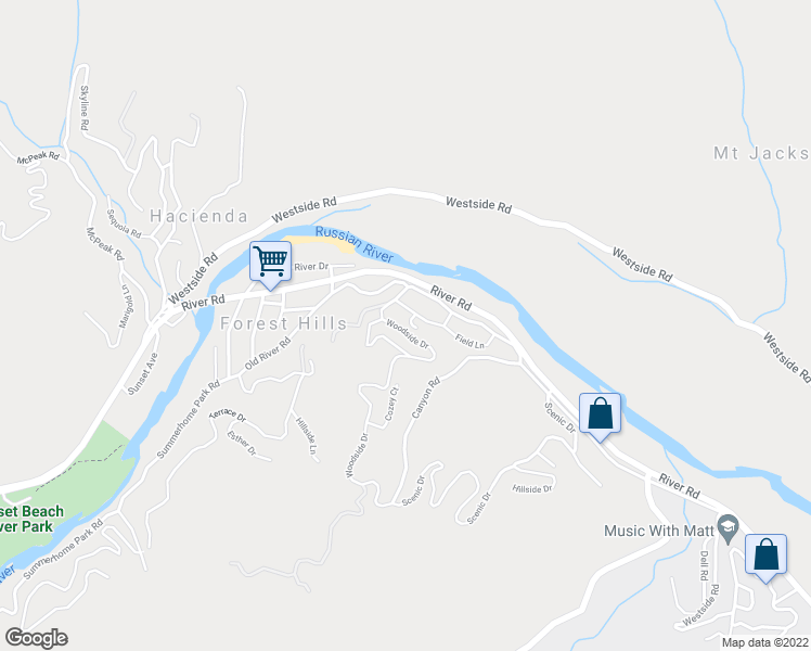 map of restaurants, bars, coffee shops, grocery stores, and more near 10287 Solito Court in Forestville
