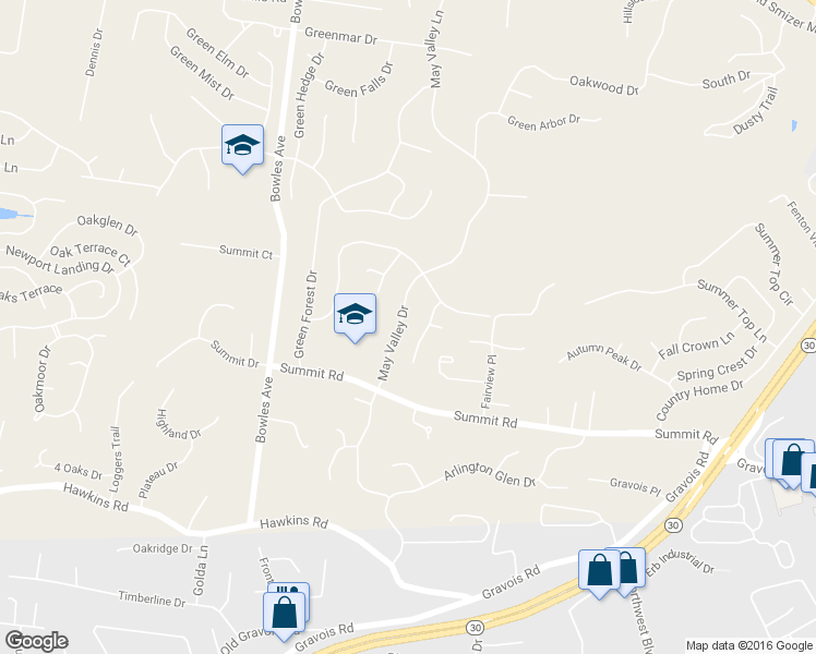 map of restaurants, bars, coffee shops, grocery stores, and more near 570 May Valley Drive in Fenton