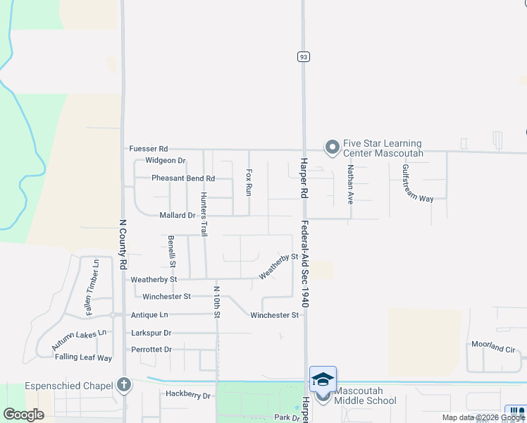 map of restaurants, bars, coffee shops, grocery stores, and more near 1137 Fox Run in Mascoutah