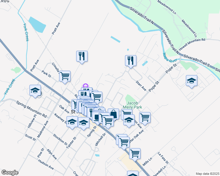 map of restaurants, bars, coffee shops, grocery stores, and more near 840 Hunt Avenue in St. Helena
