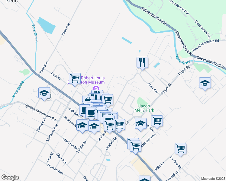 map of restaurants, bars, coffee shops, grocery stores, and more near 899 Adams Street in St. Helena