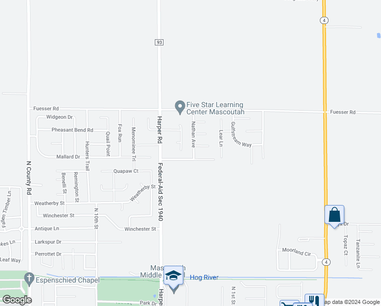 map of restaurants, bars, coffee shops, grocery stores, and more near 1875 Nathan Avenue in Mascoutah