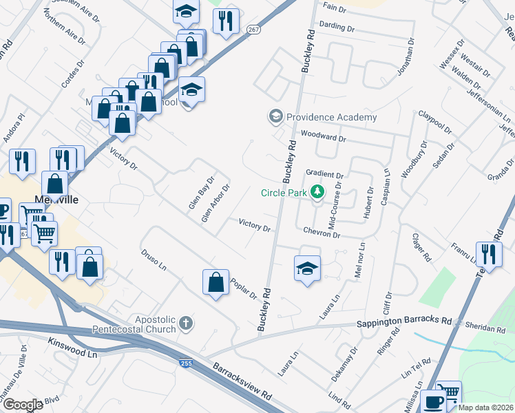 map of restaurants, bars, coffee shops, grocery stores, and more near 821 Ann Lynn Court in St. Louis