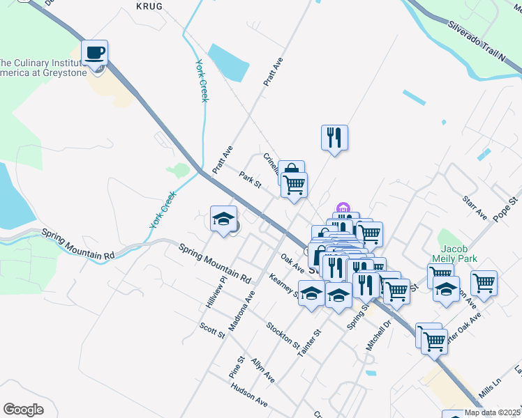 map of restaurants, bars, coffee shops, grocery stores, and more near 1708 Main Street in St. Helena