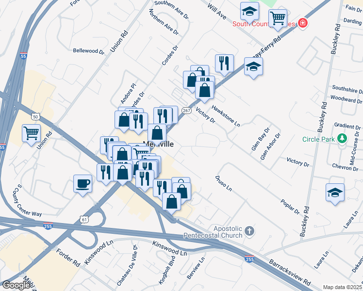 map of restaurants, bars, coffee shops, grocery stores, and more near 1201 Covington Manor Lane in Saint Louis