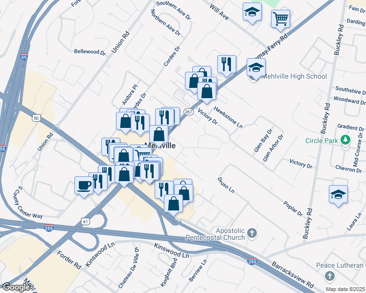 map of restaurants, bars, coffee shops, grocery stores, and more near 1398 Covington Manor Lane in St. Louis