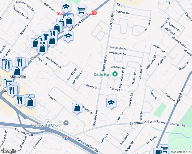 map of restaurants, bars, coffee shops, grocery stores, and more near 821 Ann Lynn Court in St. Louis