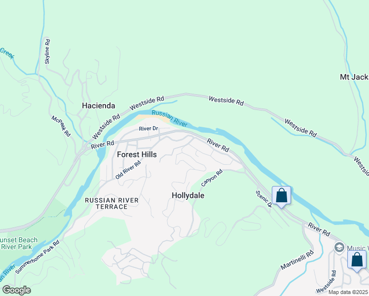 map of restaurants, bars, coffee shops, grocery stores, and more near 10345 Woodside Drive in Forestville