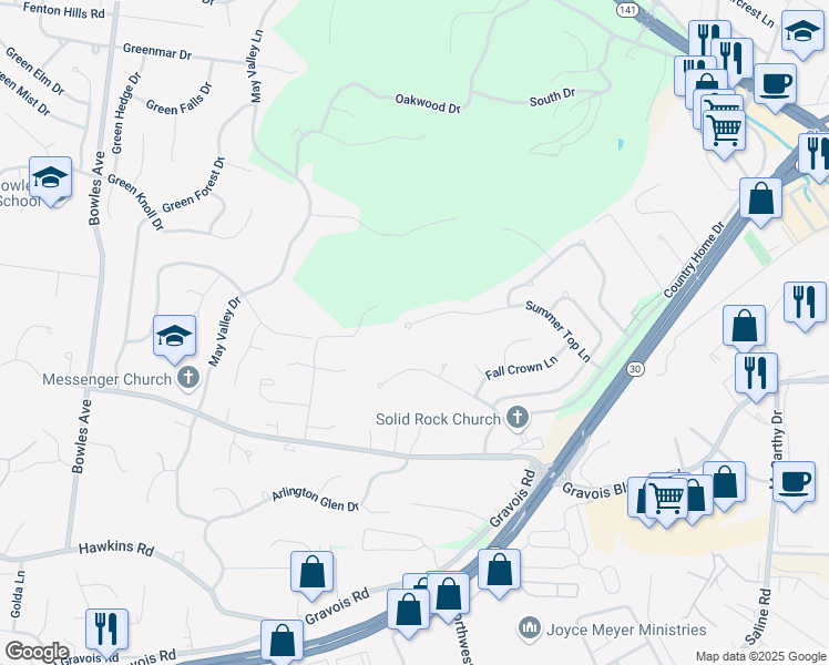 map of restaurants, bars, coffee shops, grocery stores, and more near 472 Summer Top Lane in Fenton