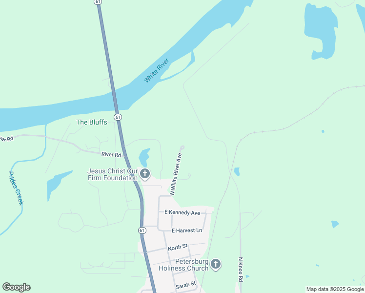 map of restaurants, bars, coffee shops, grocery stores, and more near 1420 North White River Avenue in Petersburg