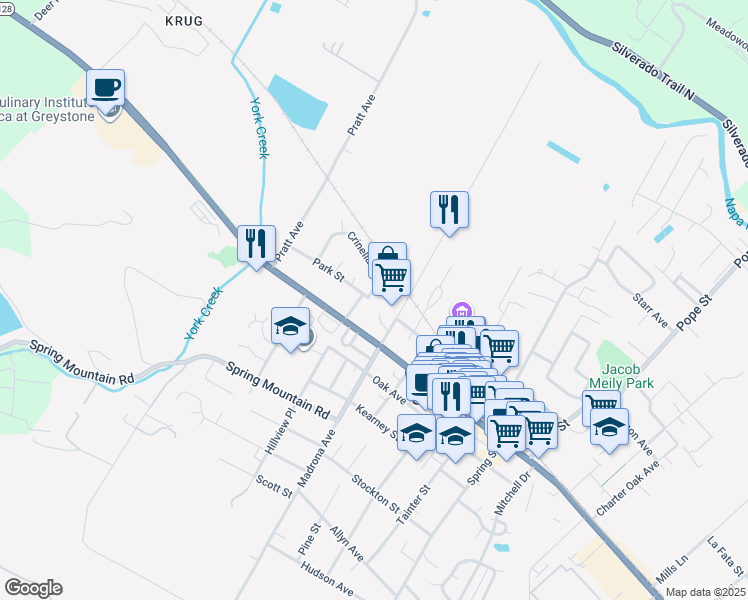 map of restaurants, bars, coffee shops, grocery stores, and more near 1632 Main Street in St. Helena