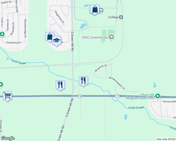 map of restaurants, bars, coffee shops, grocery stores, and more near 2686 Brookmeadow Drive in Belleville