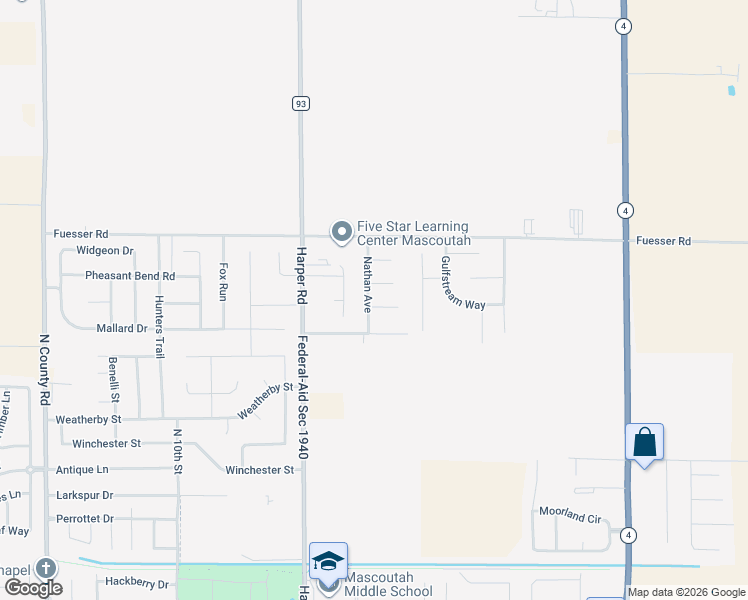 map of restaurants, bars, coffee shops, grocery stores, and more near 1870 Nathan Avenue in Mascoutah