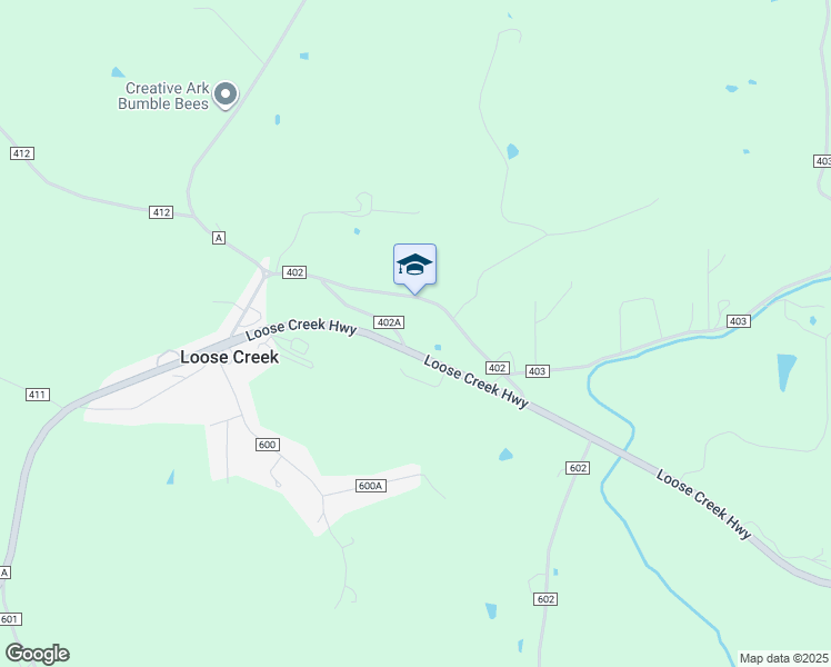 map of restaurants, bars, coffee shops, grocery stores, and more near County Route 402 in Loose Creek