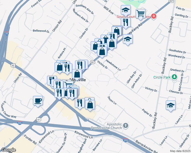 map of restaurants, bars, coffee shops, grocery stores, and more near 1295 Enderbury Drive in St. Louis