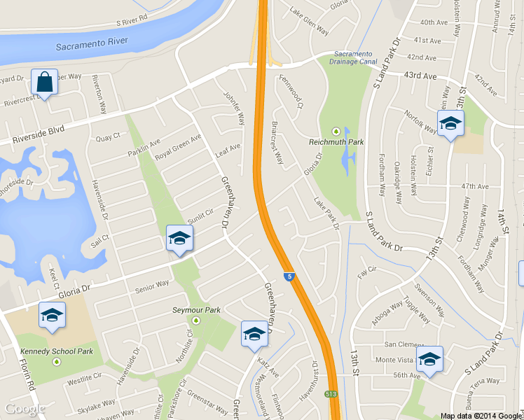 map of restaurants, bars, coffee shops, grocery stores, and more near 1055 Johnfer Way in Sacramento