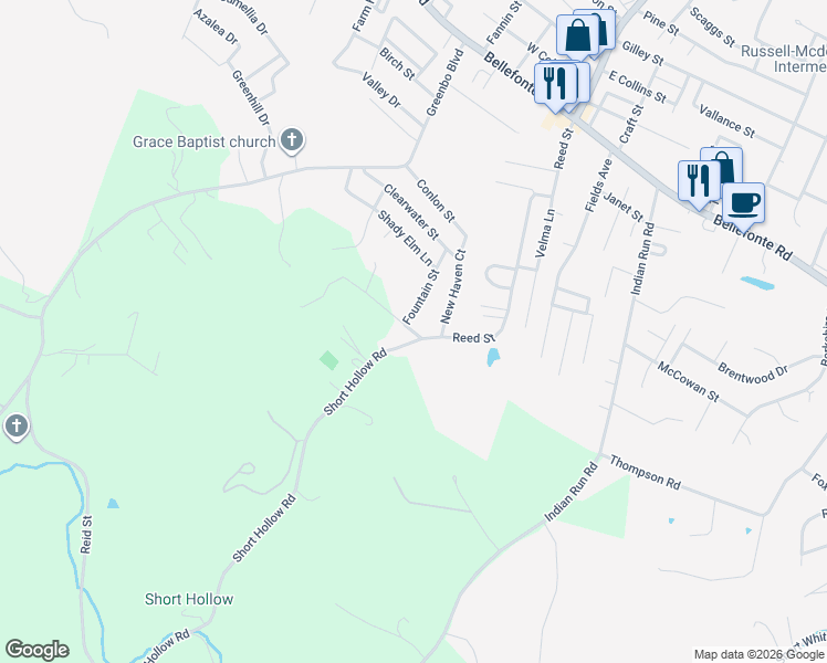 map of restaurants, bars, coffee shops, grocery stores, and more near Baldridge Cemetery Rd in Flatwoods