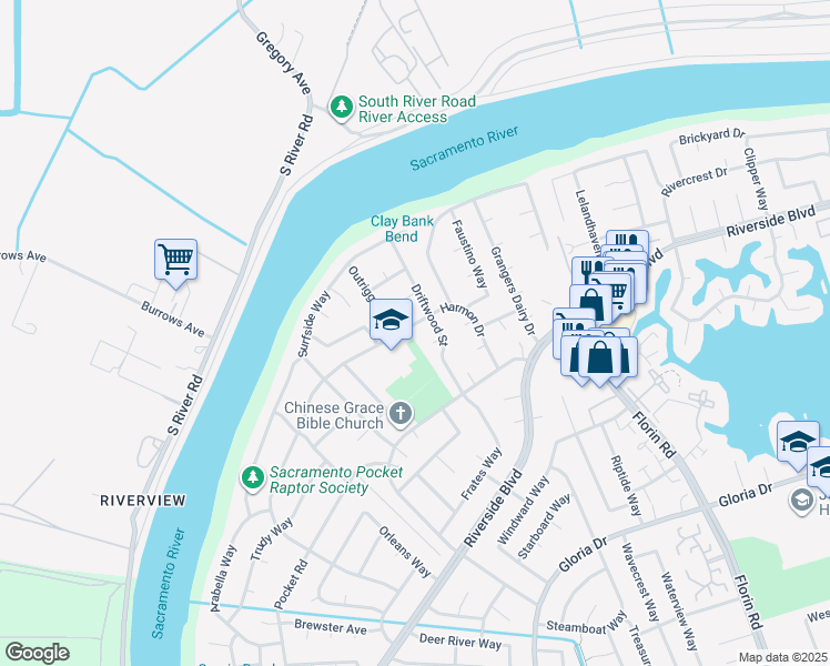map of restaurants, bars, coffee shops, grocery stores, and more near 6460 Harmon Drive in Sacramento
