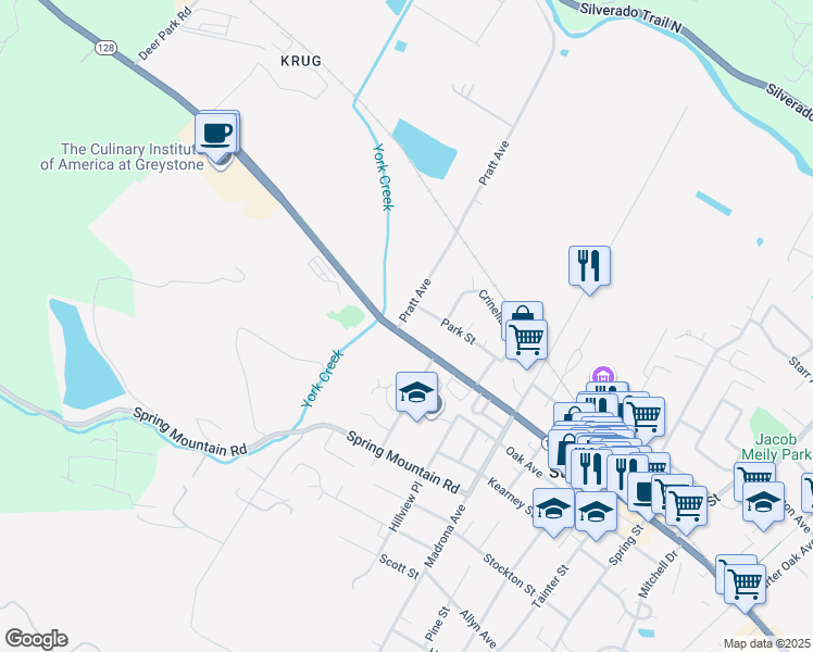 map of restaurants, bars, coffee shops, grocery stores, and more near in St. Helena