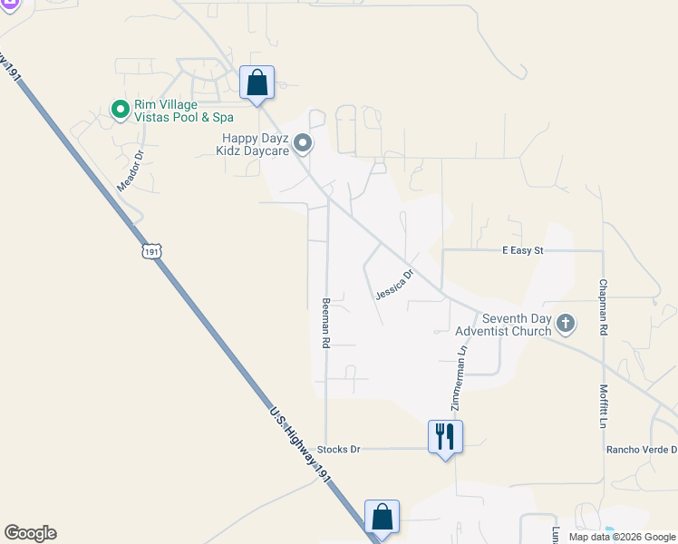map of restaurants, bars, coffee shops, grocery stores, and more near 4191 Beeman Road in Moab