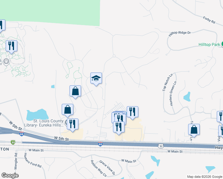 map of restaurants, bars, coffee shops, grocery stores, and more near 678 Brewster Road in Eureka