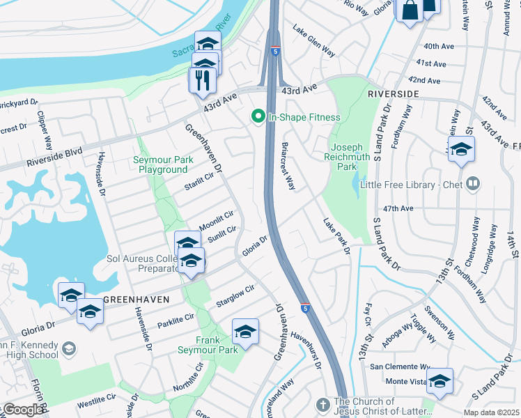 map of restaurants, bars, coffee shops, grocery stores, and more near 1031 Johnfer Way in Sacramento