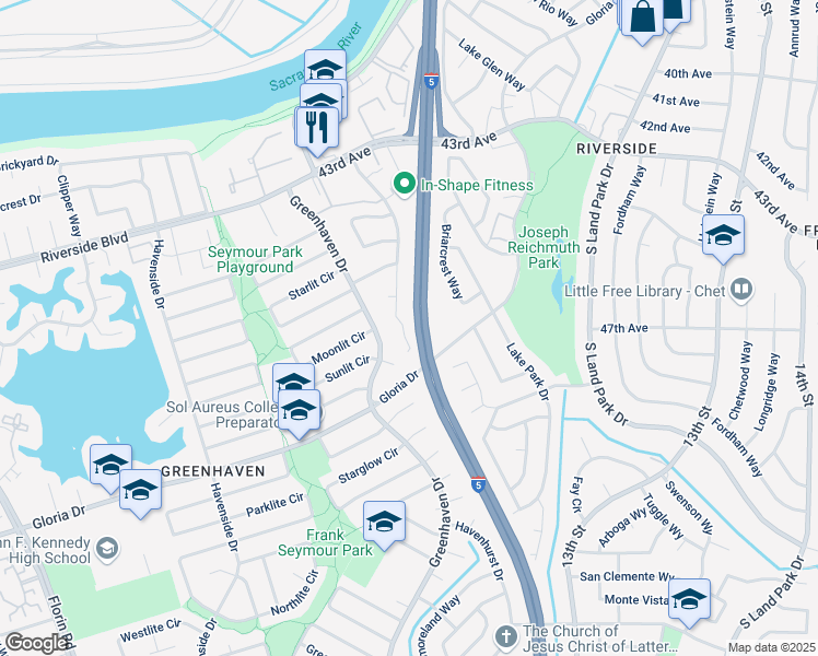 map of restaurants, bars, coffee shops, grocery stores, and more near 1031 Johnfer Way in Sacramento