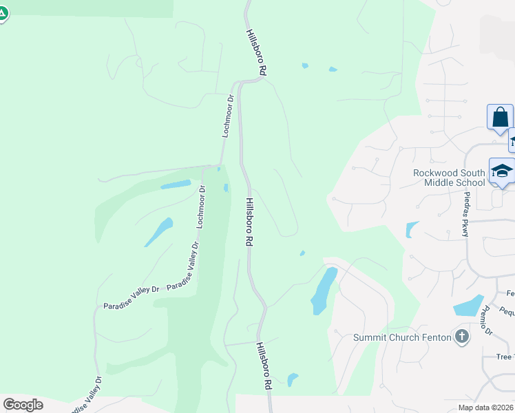 map of restaurants, bars, coffee shops, grocery stores, and more near 1098 Bridleridge Crossing Spur in High Ridge