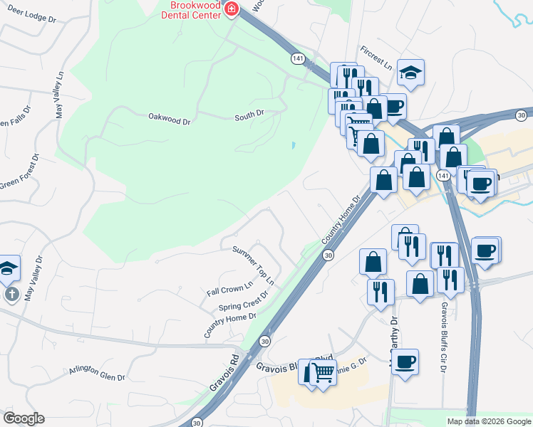 map of restaurants, bars, coffee shops, grocery stores, and more near 706 Summer Top Circle in Fenton