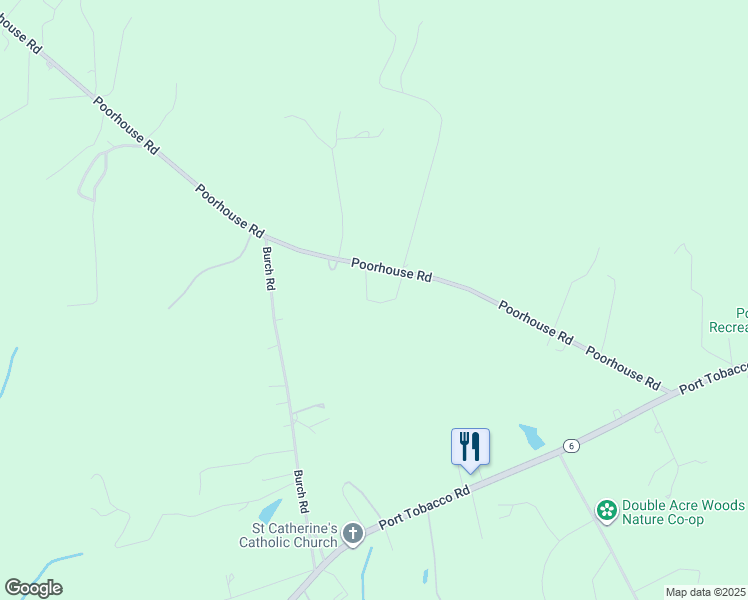 map of restaurants, bars, coffee shops, grocery stores, and more near 9665A Poorhouse Road in Port Tobacco