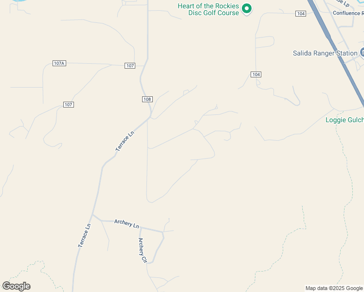 map of restaurants, bars, coffee shops, grocery stores, and more near 6384 Terrace Lane in Salida