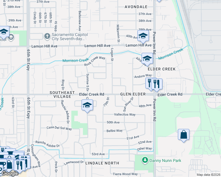 map of restaurants, bars, coffee shops, grocery stores, and more near in Sacramento