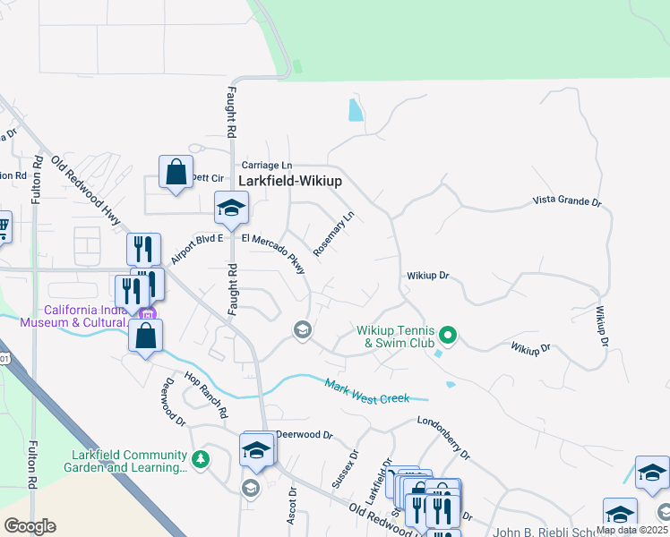 map of restaurants, bars, coffee shops, grocery stores, and more near 5321 Alyssum Court in Santa Rosa