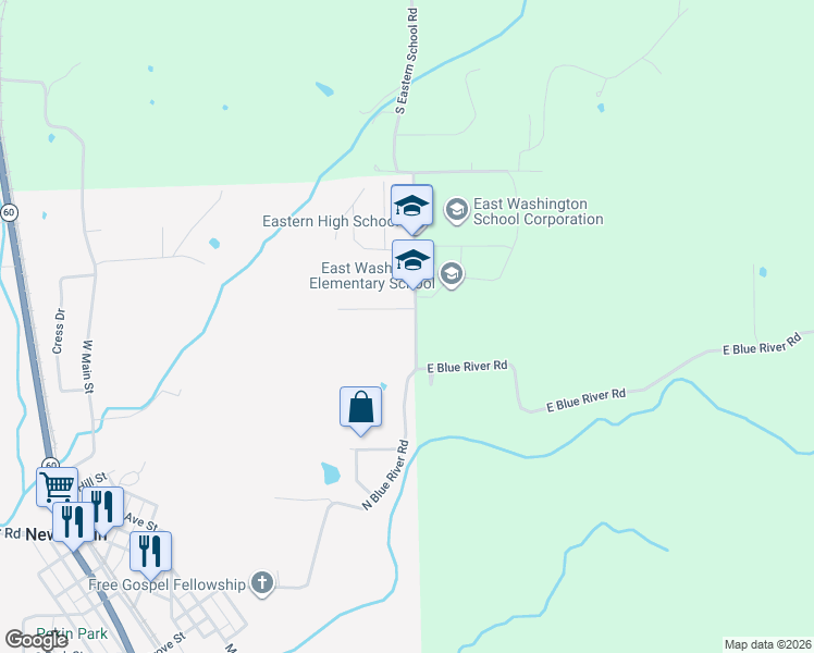 map of restaurants, bars, coffee shops, grocery stores, and more near 945 North Eastern School Road in New Pekin