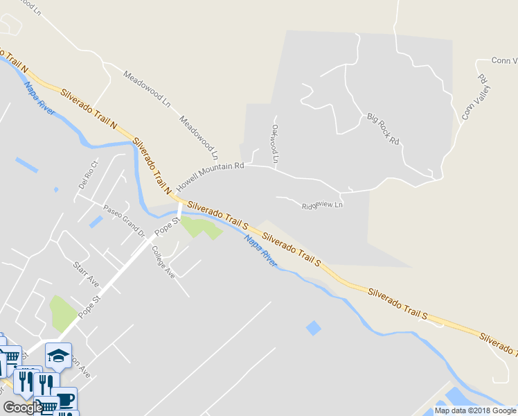 map of restaurants, bars, coffee shops, grocery stores, and more near 1910 Ridgeview Lane in St. Helena