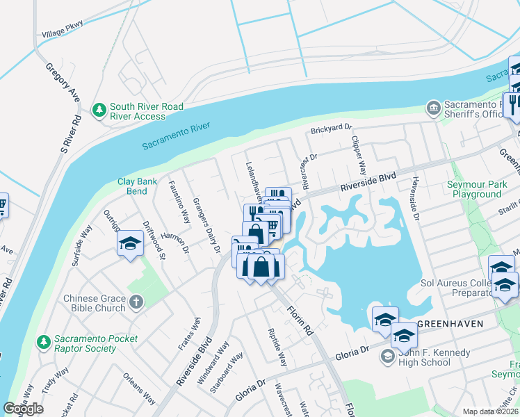 map of restaurants, bars, coffee shops, grocery stores, and more near 820 Marymanuel Circle in Sacramento