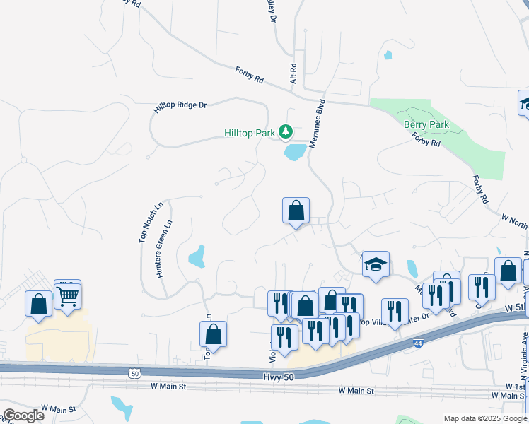 map of restaurants, bars, coffee shops, grocery stores, and more near 828 Gandolf Way in Eureka