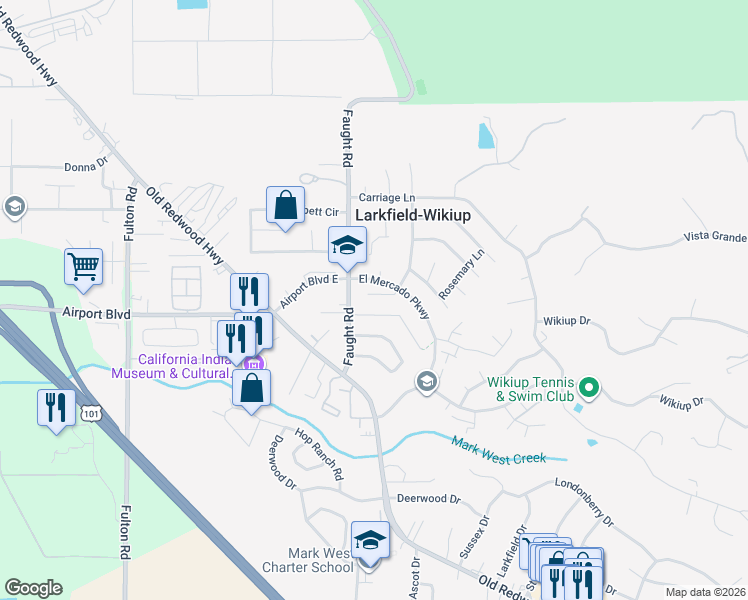 map of restaurants, bars, coffee shops, grocery stores, and more near 244 Firelight Court in Santa Rosa
